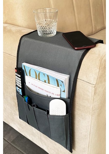 Koltuk Kenarı Kumandalık Portatif Yan Sehpa (Gri)