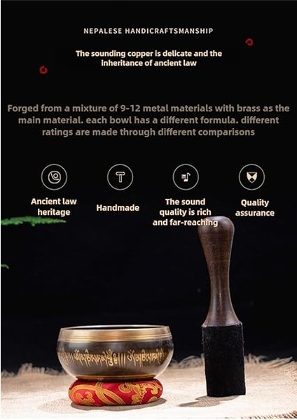 Bless Tibet Şarkı Kase Seti - El Dövmeli Meditasyon Ses Kasesi Tokmak, Yastık ve Çanta ile - Yoga, Farkındalık, Ses Terapisi, Stres Giderici (14,5 Cm) modelleri