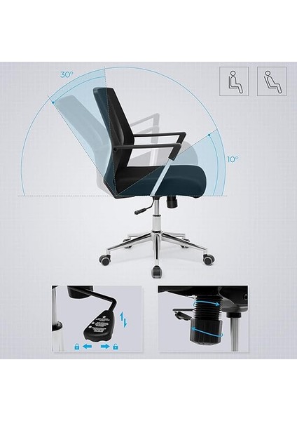 OPN83B Ofis Koltuğu, File Sırtlıklı Yönetici Döner Sandalyesi, Döner Koltuk, Yüksekliği Ayarlanabilir Rocker Fonksiyonu Siyah, OBN83B indirimleri