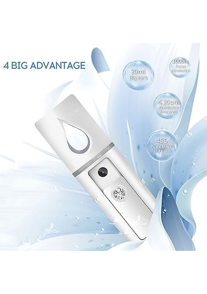 Yüz Nemlendirici 20ML Taşınabil Soğuk Kompres Yüz Buhar Makinesi Spa Nemlendirici Su Spreyi Yüz Nemlendirici USB Taşınabil Nemlendirici Beyaz fırsatları