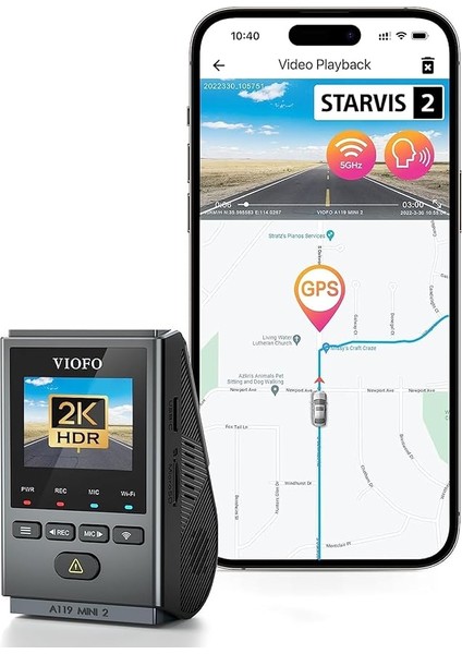 A119 Mini-2 Hdr 2k 60FPS 5ghz Wifi ve Gps'li Araç Kamerası