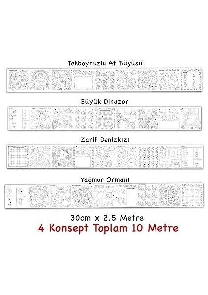 Çiz, Boya, Kes - Dev Boyama Kağıdı - 4 Konsept Boyama Rulosu Büyük Boy Toplam 10 Metre Uzunluk fiyatları