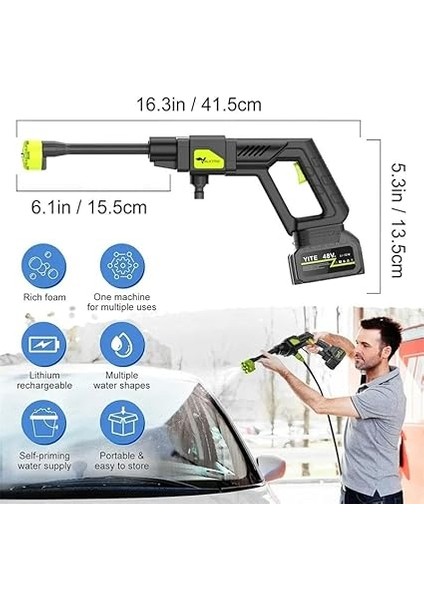 Şarjlı ve Yüksek Basınçlı Ilaçlama Oto Yıkama ve Sulama Tabancası 6 Farklı Püskürtme 24V 15.000MAH Yüksek Kapasite modelleri