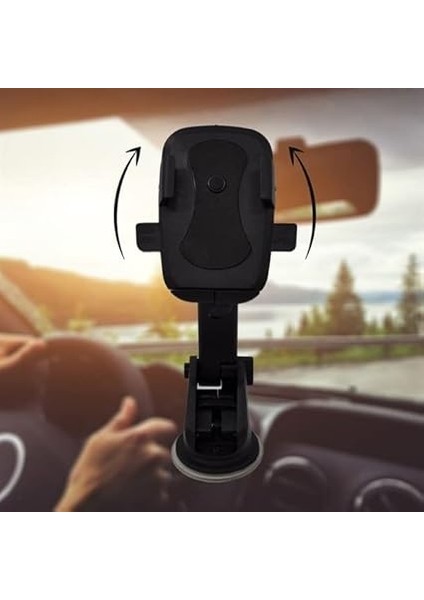 360 Derece Dönen Torpido Üstü Uzunluk Ayarlamalı Vantuzlu Teleskopik Araç Telefon Tutucu fırsatları