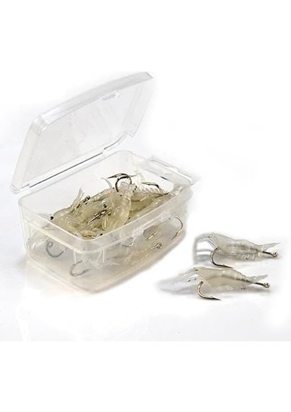 12 Adet Fosforlu Kancalı Silikon Karides Olta Yem Sahte Yapay Iğneli Balık Yemi Beyaz modelleri