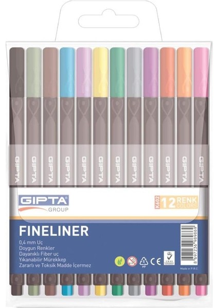 Fineliner 0.4mm Ince Uç Keçeli Kalem 12 Renk