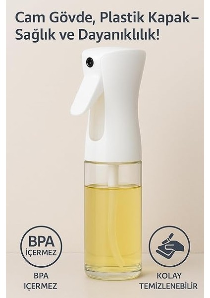 Cam Yağ Sprey Şişesi – 200ML Püskürtmeli Yağdanlık, Cam Gövde, Airfryer, Fırın ve Diyet Yemekler Için Yağ Püskürtücü Şişe fırsatları