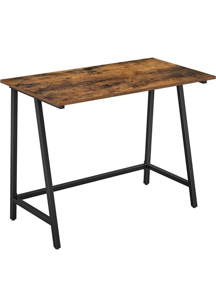 Çalışma Masası, Bilgisayar Masası, Ev Ofis, Ofis, Çalışma Odası, Oturma Odası, Sabit, Yerden Tasarruf Sağlayan, Basit Yapı, Endüstriyel Tasarım, 100 x 50 x 75 Cm, Eski Kahverengi-Siyah LWD40X