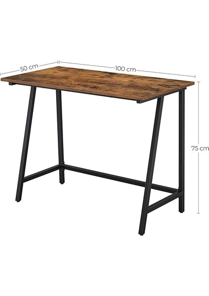 Çalışma Masası, Bilgisayar Masası, Ev Ofis, Ofis, Çalışma Odası, Oturma Odası, Sabit, Yerden Tasarruf Sağlayan, Basit Yapı, Endüstriyel Tasarım, 100 x 50 x 75 Cm, Eski Kahverengi-Siyah LWD40X modelleri