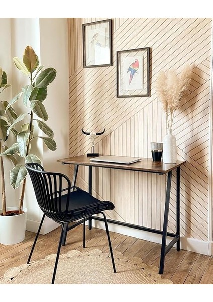 Çalışma Masası, Bilgisayar Masası, Ev Ofis, Ofis, Çalışma Odası, Oturma Odası, Sabit, Yerden Tasarruf Sağlayan, Basit Yapı, Endüstriyel Tasarım, 100 x 50 x 75 Cm, Eski Kahverengi-Siyah LWD40X indirimleri