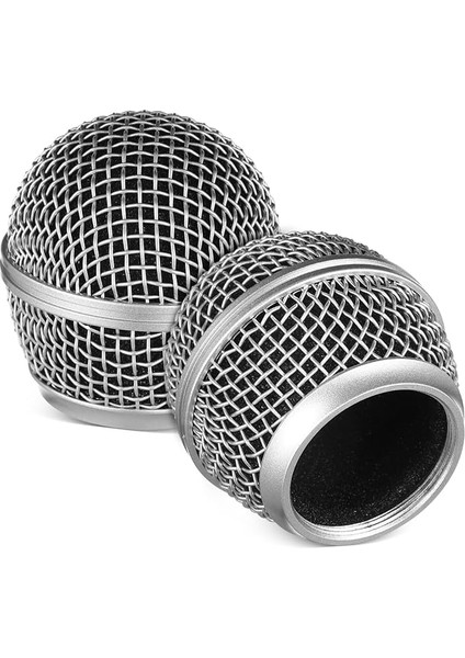 2 Adet Mikrofon Izgarası Mikrofon Küre Kafa Mikrofon Izgarası Kafa Mikrofon Standlı Kulaklıklar Mikrofon Kafası Yedek Synth Sapı Mikrofon Süngeri Kaz Boynu Plak Metal Gümüş