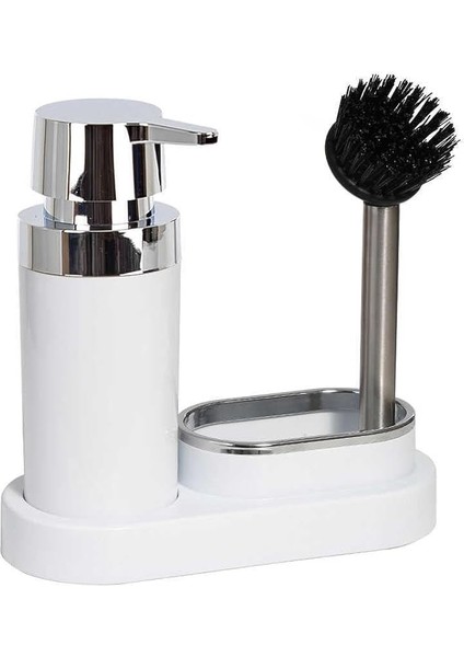 Polen Sıvı Sabunluk ve Fırça Mutfak Seti, Beyaz