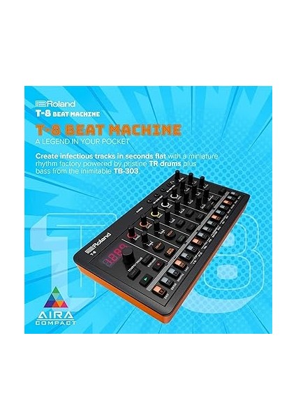 Aıra Compact T-8 Beat Machine | Ultra Mobil Bas Makinesi Sesleri | Tr-Rec Davul Sıralayıcı | Altı Ritim Parçası | Entegre Efektler | USB ve Mıdı Bağlantıları fiyatları