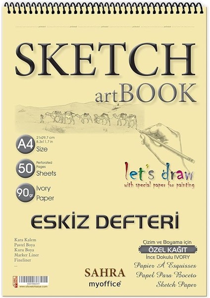 Eskiz Defteri A4 50 Yaprak Spiralli Ivory Sketchbook 90 gr