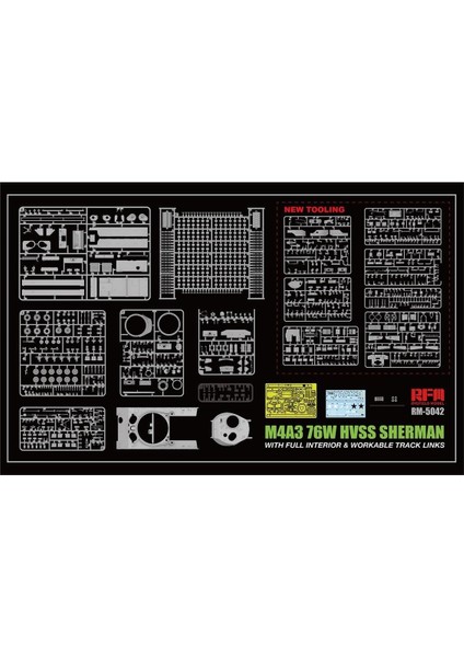 5042 1/35 Ölçek, M4A3 76W HVSS Sherman Tankı, İç Detaylı, Plastik Model kiti