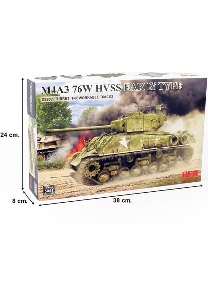5058 1/35 Ölçek, M4A3 76W HVSS Erken Dönem, D82081 Namlu, T-66 Paletli Tankı, Plastik Model kiti