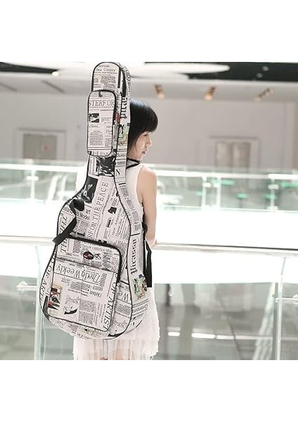 600D Suya Dayanıklı Oxford Kumaş Gazete Tarzı Çift Dikişli Yastıklı Sapanlar Gig Bag Gitar 40 Inç Akustik Klasik Halk Gitar Için Taşıma Çantası fırsatları