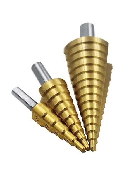 3lü Set Paslanmaz Kademeli Matkap Ucu Sac Delme Uç Sac Delgi Set