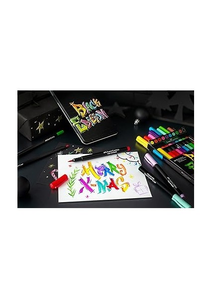 Black Edition Keçeli Kalem Fırça Uç 10’lu, Parlak Renkler, Yazım ve Boyama Için Uygun, Yumuşak ve Esnek Uç modelleri