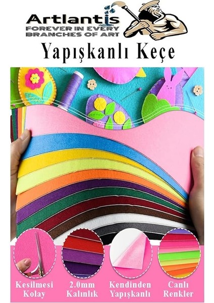 Yapışkanlı Keçe 35X50 cm 3 Adet 2.0 mm Kendinden Yapışkanlı Renkli Hobi Keçesi Elişi Keçe Kumaşı Anasınıfı indirimleri
