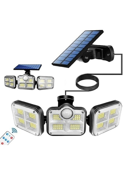 Solar Güneş Enerjili 122 Ledli Hareket Sensörlü Bahçe Aydınlatma Sokak Lambası Solar