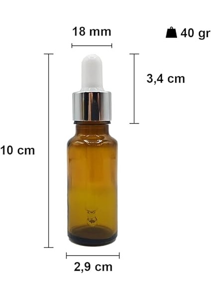 Amber 20 ml Metal Gümüş Sızdırmaz Kapaklı Dropper Damlalık Cam Şişe 42 Adet fiyatları