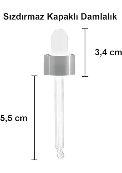Amber 20 ml Metal Gümüş Sızdırmaz Kapaklı Dropper Damlalık Cam Şişe 42 Adet modelleri