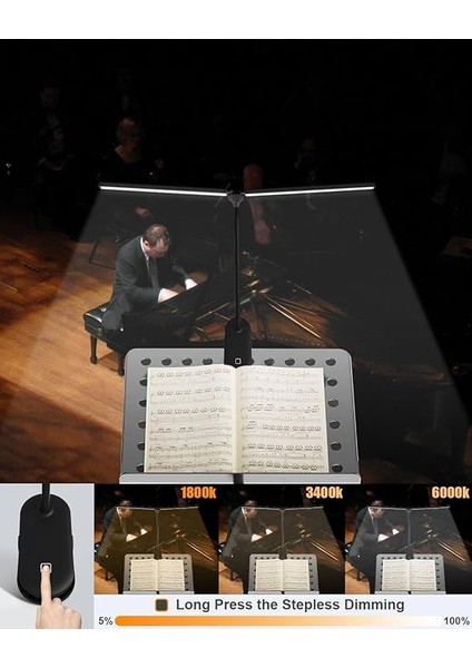 LED Müzik Standı Işıkları Pille Çalışan Klipsli Kuyruklu Piyano Için Piyano Işığı Kuyruklu Piyano Için Lambalar Müzisyenler Için Klipsli Işık Sanatçılar Ma Podyum Işığı Pille Çalışan modelleri