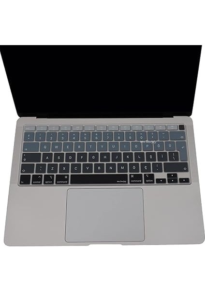 Macbook Air M1 13INÇ Klavye Koruyucu Türkçe Q Ombre A2179 A2337 ile Uyumlu Siyah Gri modelleri
