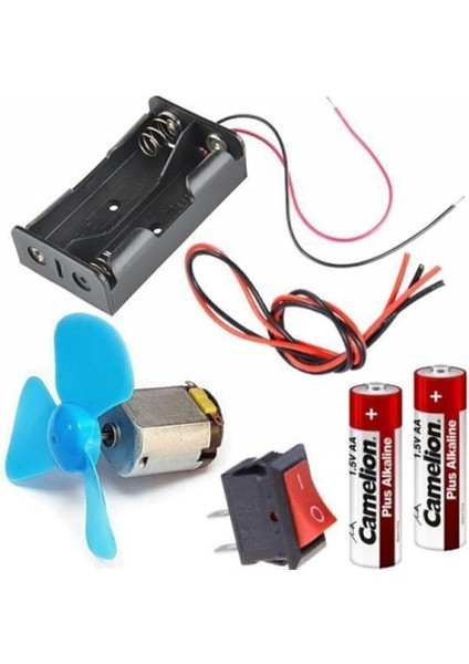 3V Motor Pervane Pil Kutusu Anahtar Deney Seti Eğitici Oyuncak Motoru R130 Mini Elektrik Motoru