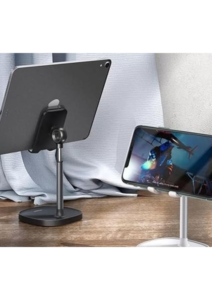 TB-7821 Telefon ve Tablet Için Teleskopik Masaüstü Tutucu-Siyah indirimleri