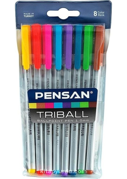 Triball Tükenmez Kalem Renkli 8'li Set Tek Ebat No Color