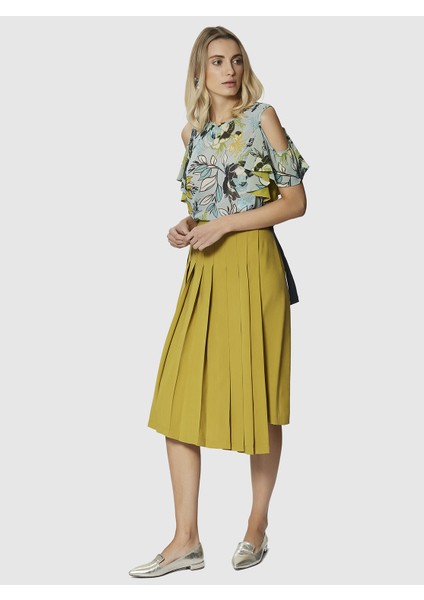 Bel Detaylı Pileli Etek Olive Y1815053_027 fiyatları