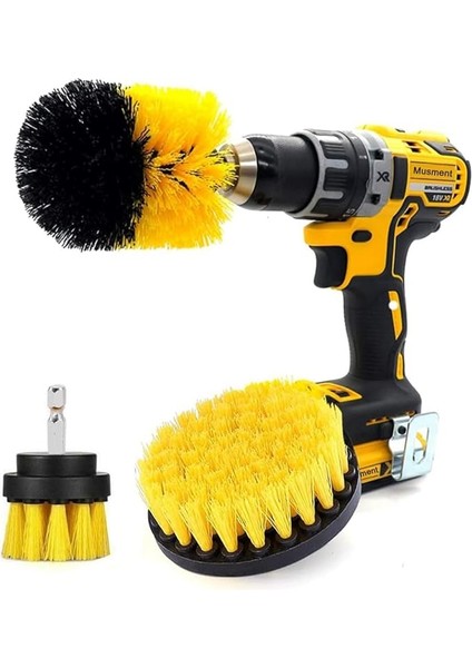 3'lü Matkap Temizlik Fırça Seti - Matkap Fırça Başlığı Seti - Banyo Zemin Temizliği - Oto Araç Fırça Seti - Seramik Temizliği