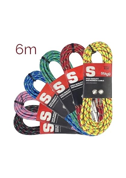 Yüksek Kaliteli Vintage Tüvit Pembe Enstrüman Kablosu - 6 Metre - 2x 6,3 mm Jak - Gitar Kablosu - Jack Kablosu fırsatları