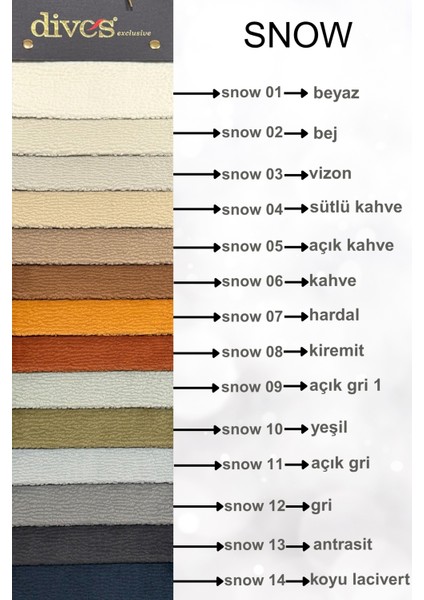 Snow Serisi Premium Kalite Silinebilir Döşemelik Kumaş modelleri