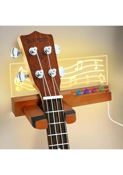 Için Gitar Tutucu, Gitar Duvar Askısı, LED Aydınlatmalı, Gitar Standı, Nota Yaprağı Tasarımı, Gitar Tutucu, Duvar Güç Kaynağı, Akustik, Elektrikli Bas, Ukulele ve Saklama Için USB Üzerinden