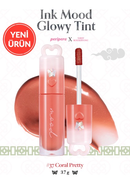 Kalıcı, Pigmentli, Işıltılı, Parlak Bitişli Tint Perıpera Ink Mood Glowy Tint (37 Coral Pretty)