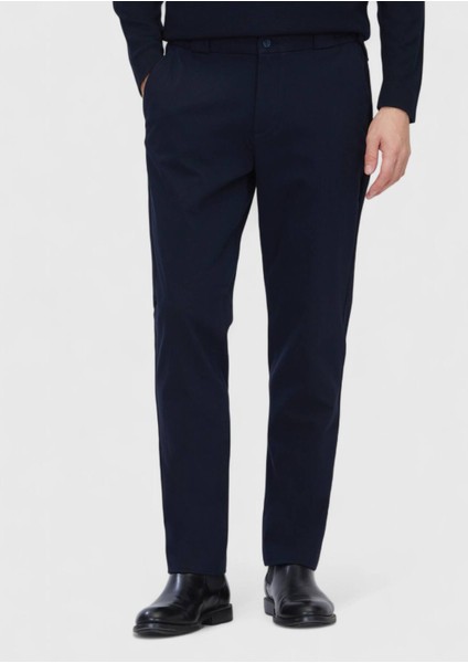 Lacivert Düz Dokuma Jogging Fit Casual Pamuk Karışımlı Pantolon modelleri