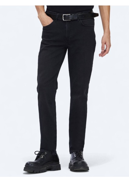 Siyah Slim Fit Denim Pamuk Karışımlı Pantolon fiyatları