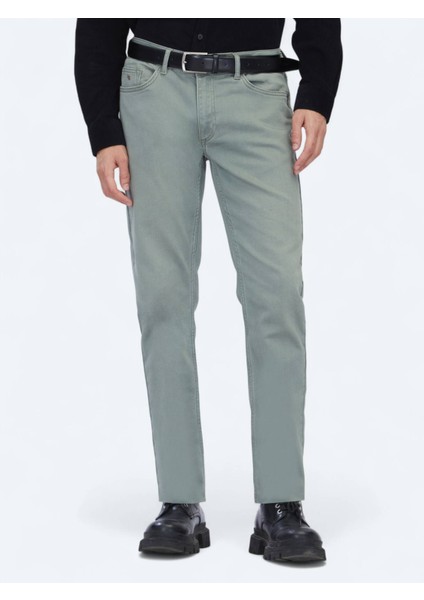 Açık Haki Slim Fit Denim Pamuk Karışımlı Pantolon fiyatları