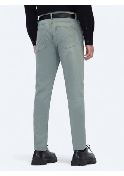 Açık Haki Slim Fit Denim Pamuk Karışımlı Pantolon fırsatları