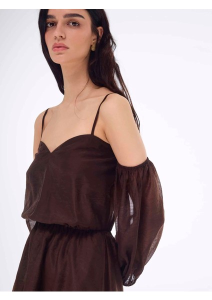 Bers Regular Fit Straplez Kısa Boy Kahverengi Renk Elbise fırsatları