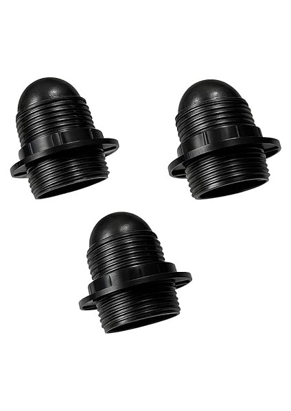 Adet E27 Siyah Italyan Avize Abajur Duyu | Vidalı Bakalit Ampul Duyu | Standart E27 Duy | Avize, Armatür, Sarkıt ve Halat Aydınlatma Uyumlu Örgün