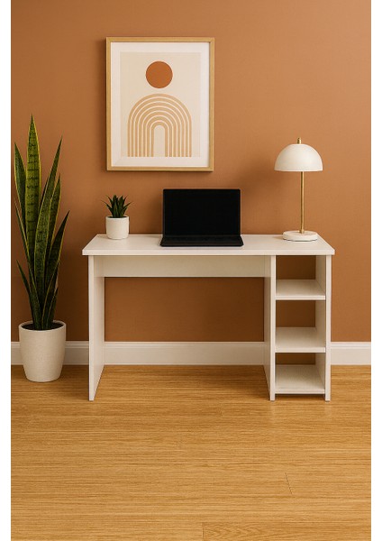 Dexa Çalışma Masası Kitaplıklı Beyaz