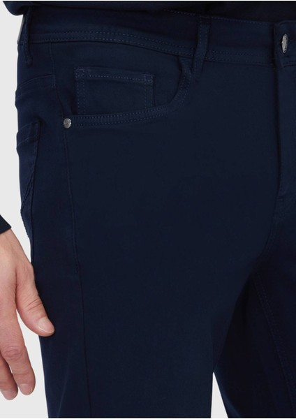 Lacivert Düz Dokuma Slim Fit Casual Pamuk Karışımlı Pantolon modelleri