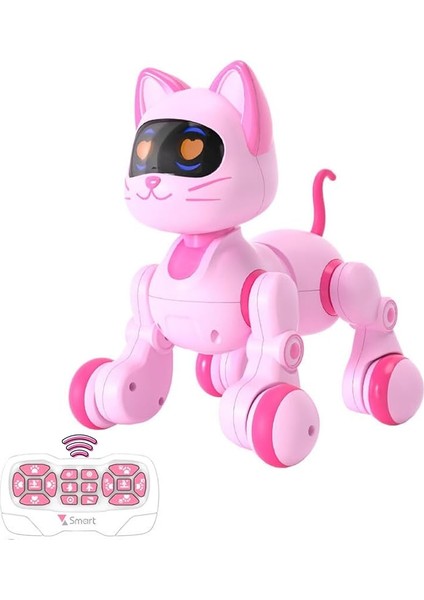 Oyuncak 30 Fonksiyonlu Uzaktan Kumandalı Şarjlı Sesli Işıklı Dokunma Algılama Programlama Robot Kedi ve Köpek (Kedi)