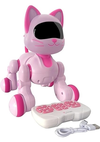 Oyuncak 30 Fonksiyonlu Uzaktan Kumandalı Şarjlı Sesli Işıklı Dokunma Algılama Programlama Robot Kedi ve Köpek (Kedi) modelleri