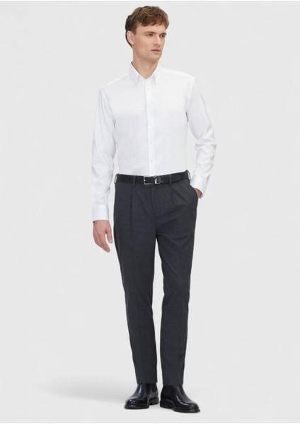 Beyaz Desenli Regular Fit Dokuma Klasik Pamuk Karışımlı Gömlek fiyatları