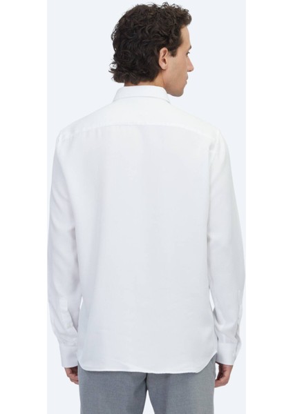Beyaz Regular Fit Dokuma Casual Gömlek indirimleri